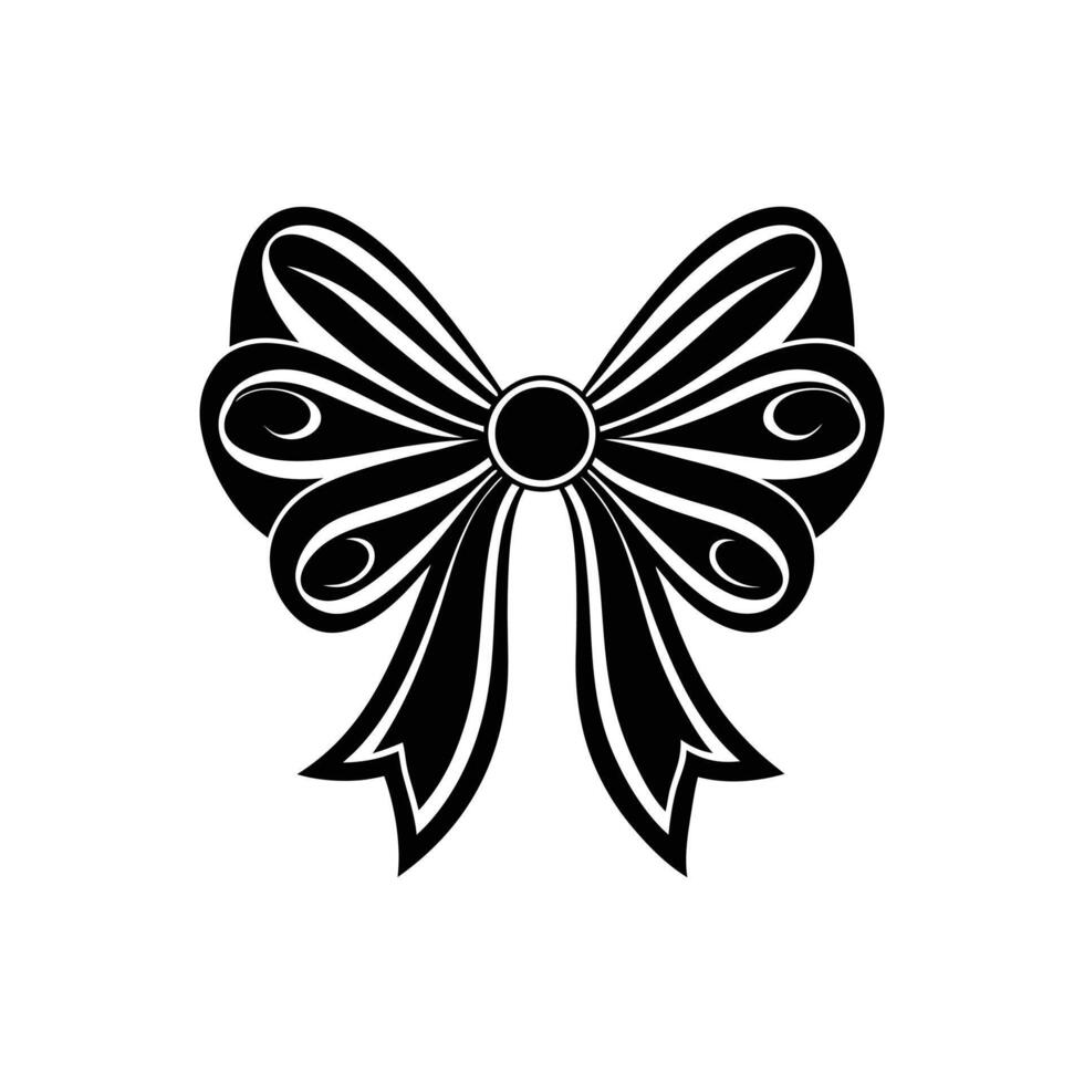 Ribbon bow silhouette icon. Gift, present design elements vector
