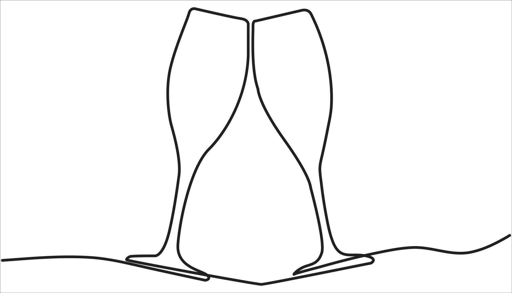 Wine glass continuous one line art drawing vector
