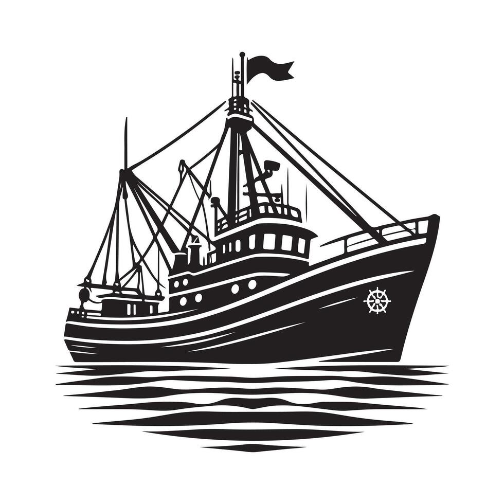 Fishing Trawler Silhouette Vectors for Digital Design Projects