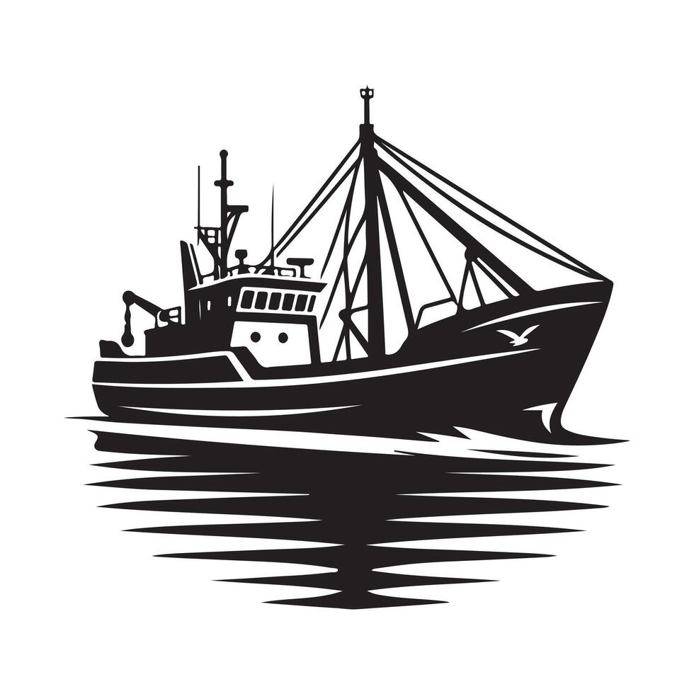 Unique Fishing Trawler Silhouette Vectors Art for Branding