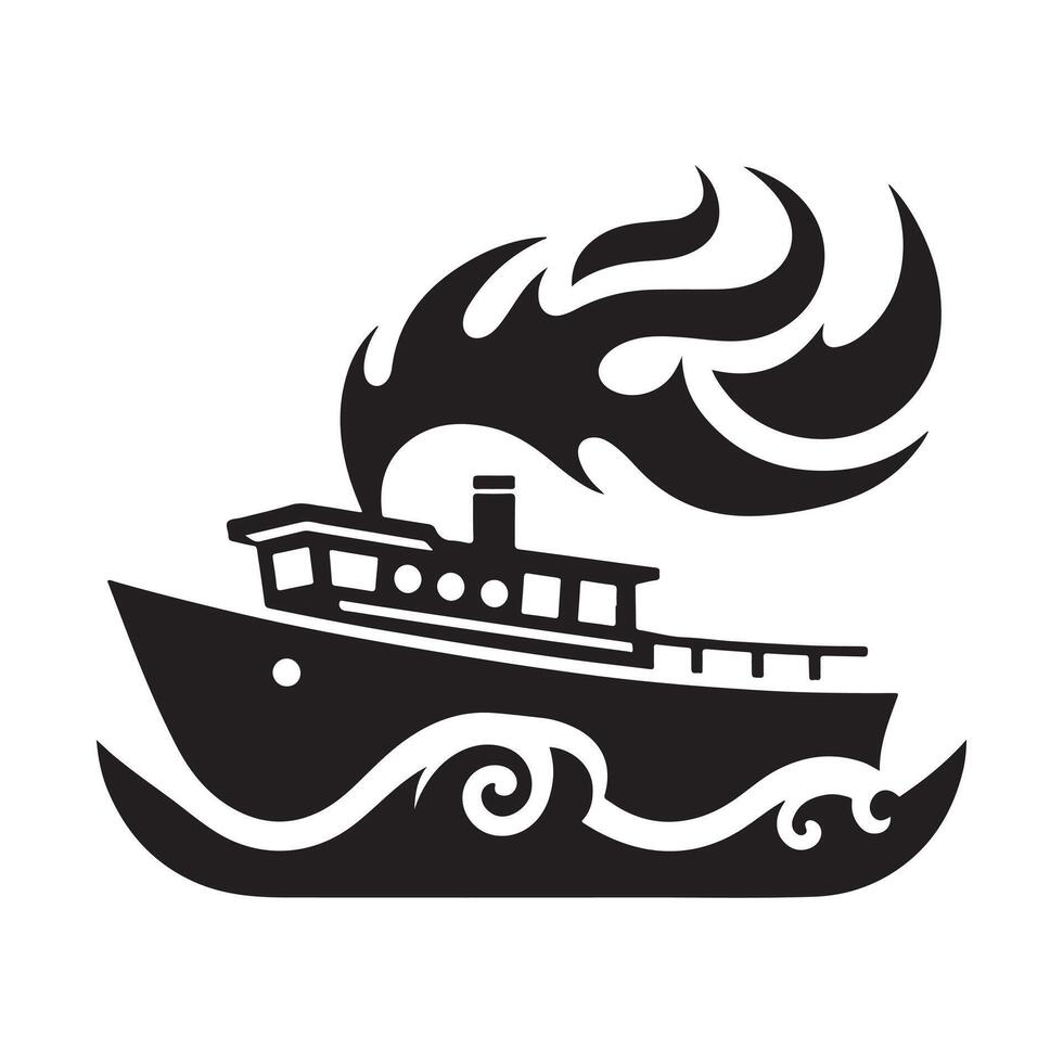 Premium Fireboat Silhouette Vectors Illustrations for Designers