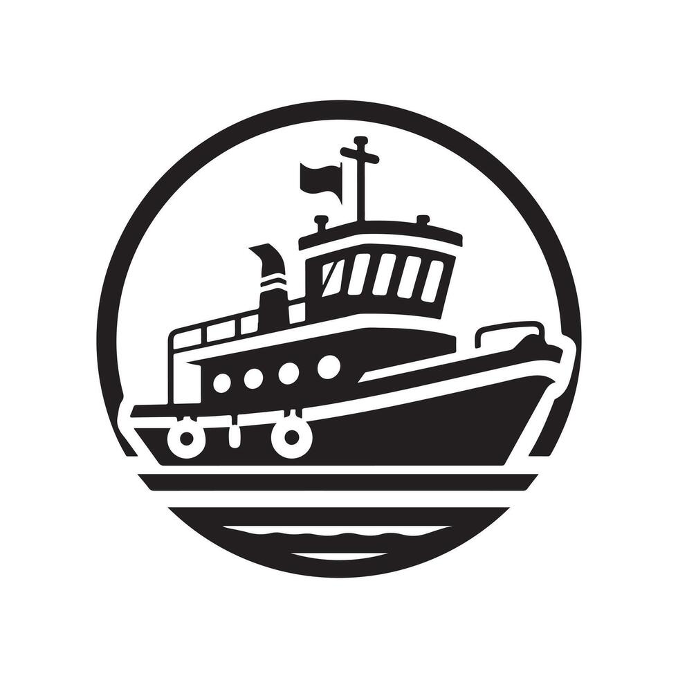 Towboat Silhouette Vectors for Marine and Nautical Themes