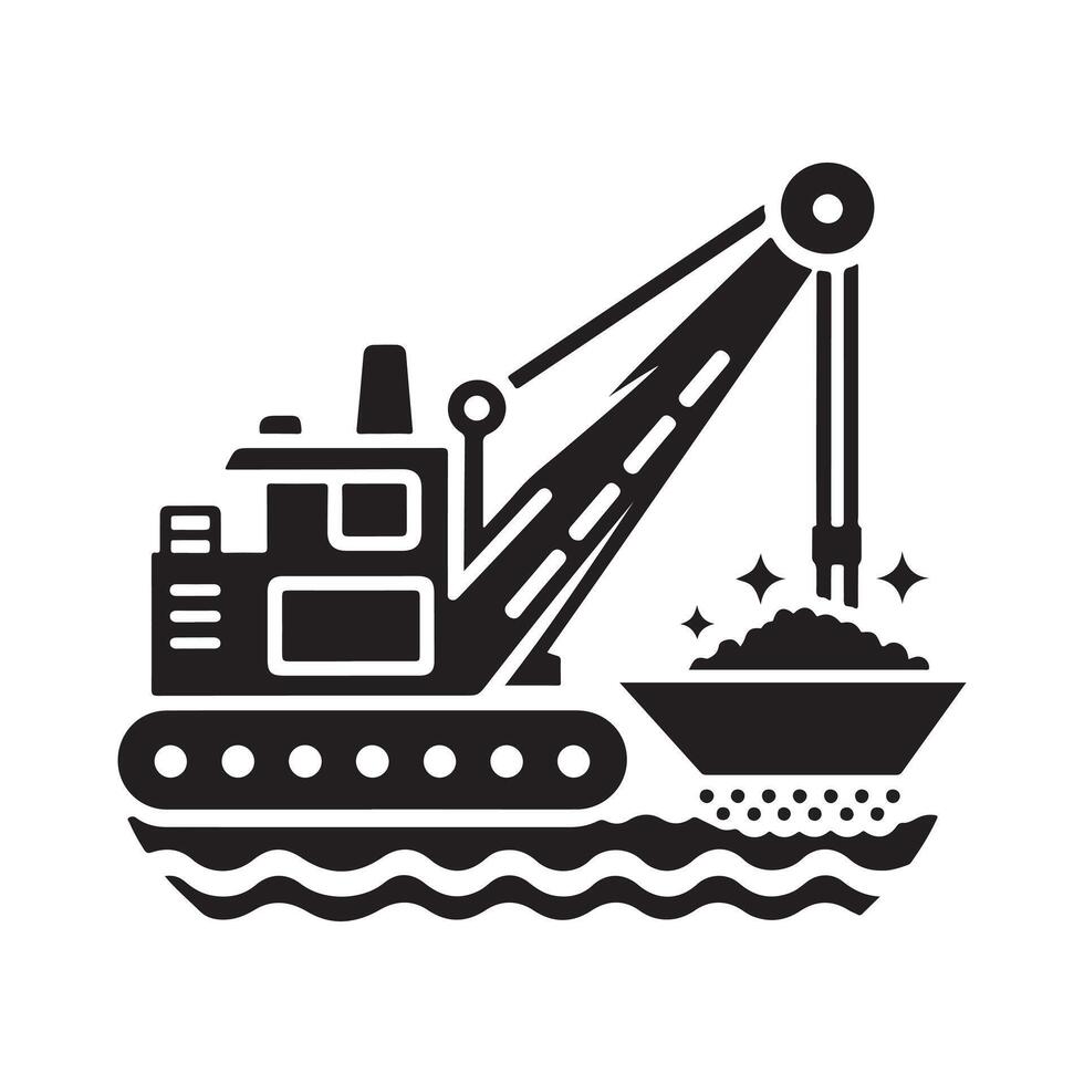Dredger Silhouette Vectors Art for Industrial Design Projects