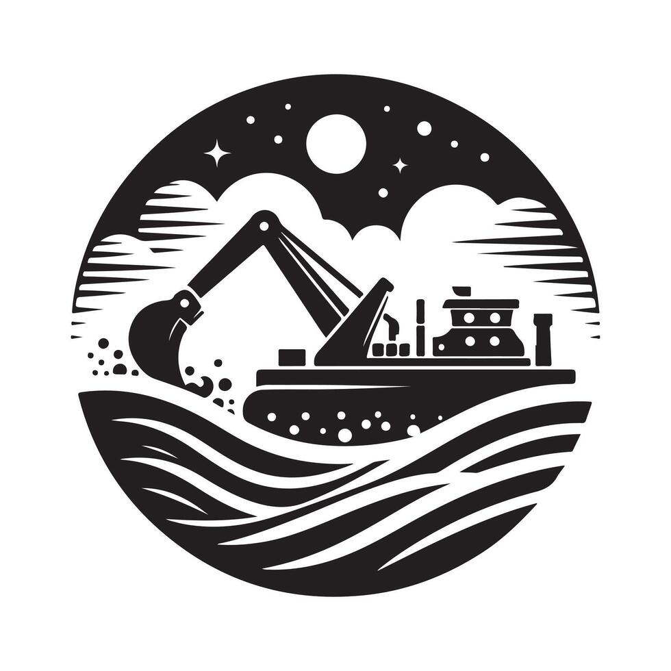 Modern Dredger Silhouette Vectors Illustrations Pack