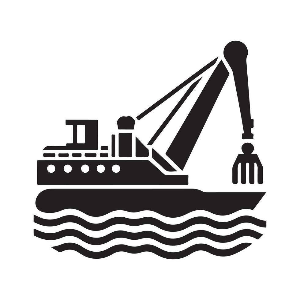 Simple Dredger Silhouette Vectors Illustrations for Download