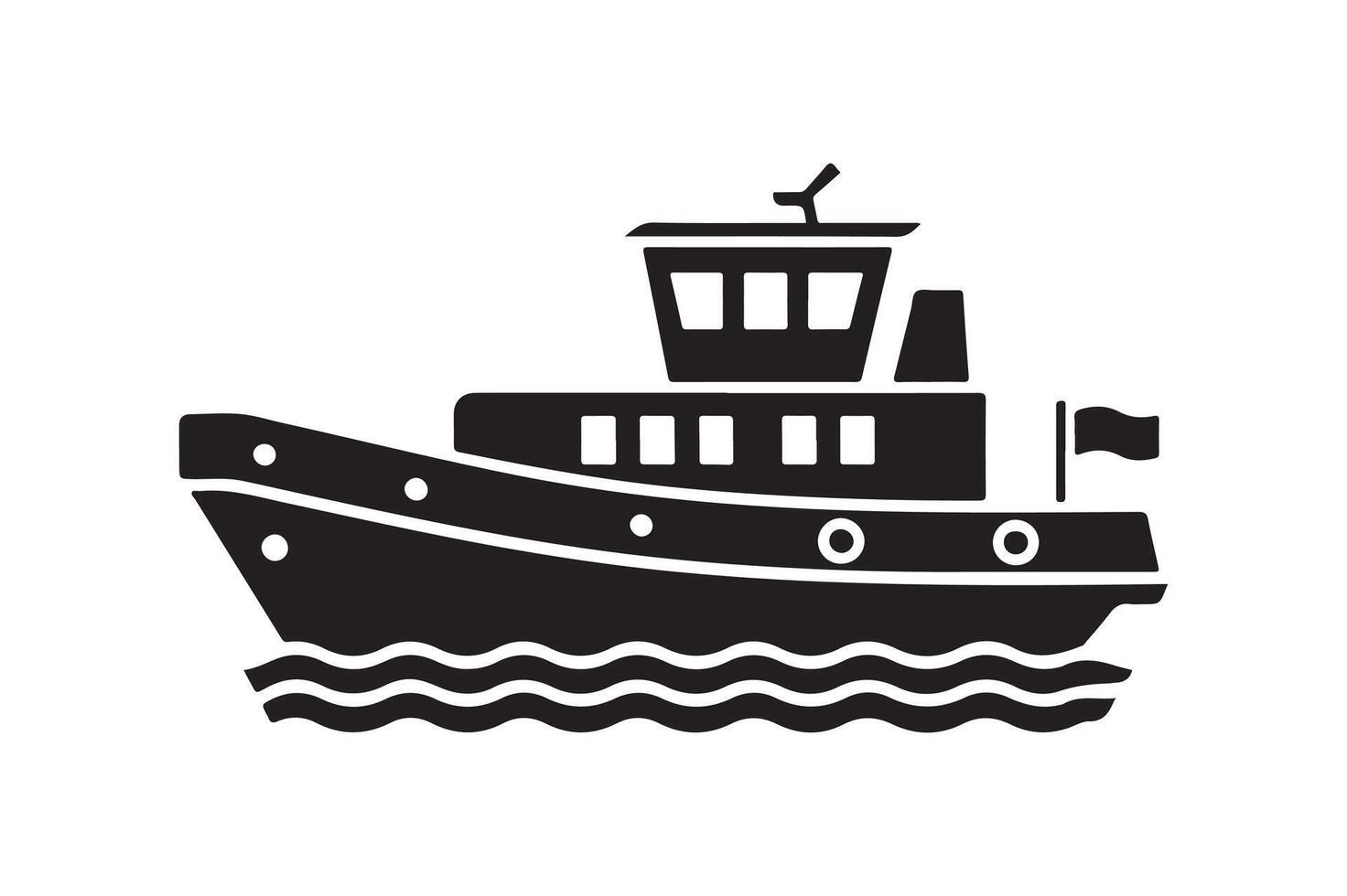 Towboat Silhouette Vectors Illustrations for Advertisements