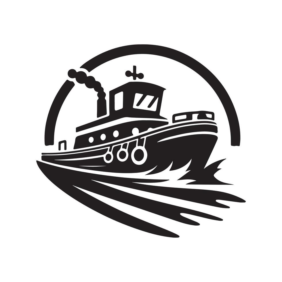 Towboat Silhouette Vectors Graphics for Coastal Logos