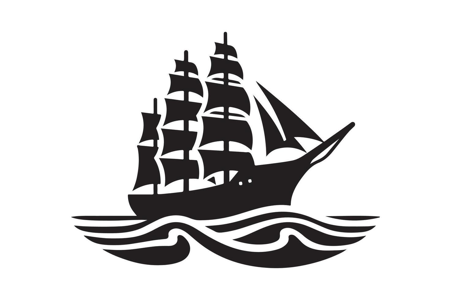Editable Whaling Ship Silhouette Vectors Graphics for Marketing