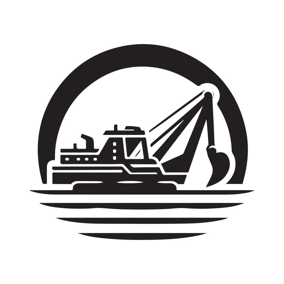 Dredger Silhouette Vectors Illustrations for Creative Projects