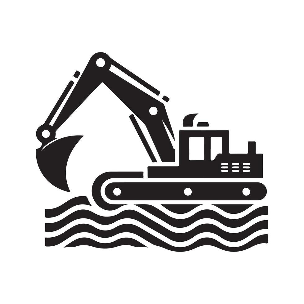 Nautical Dredger Silhouette Vectors Art for Marine Branding