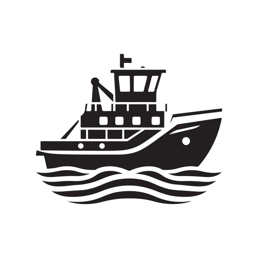 Towboat Silhouette Vectors Art for Custom Graphic Projects