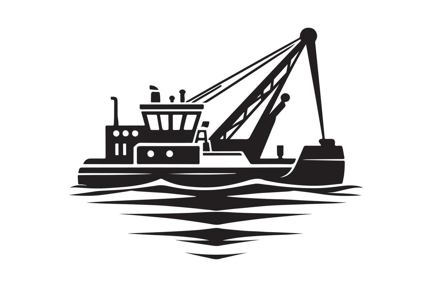 Marine Dredger Silhouette Vectors Graphics for Commercial Use