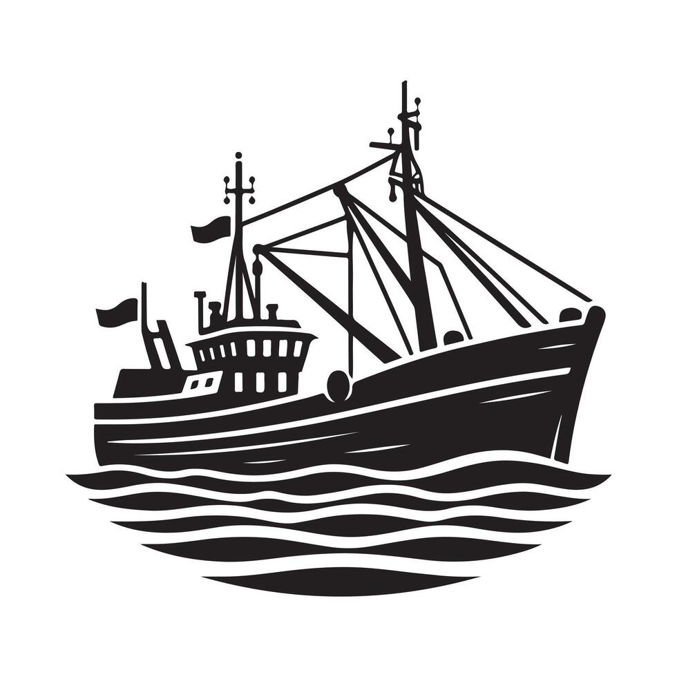 Fishing Trawler Silhouette Vectors Designs for T Shirts