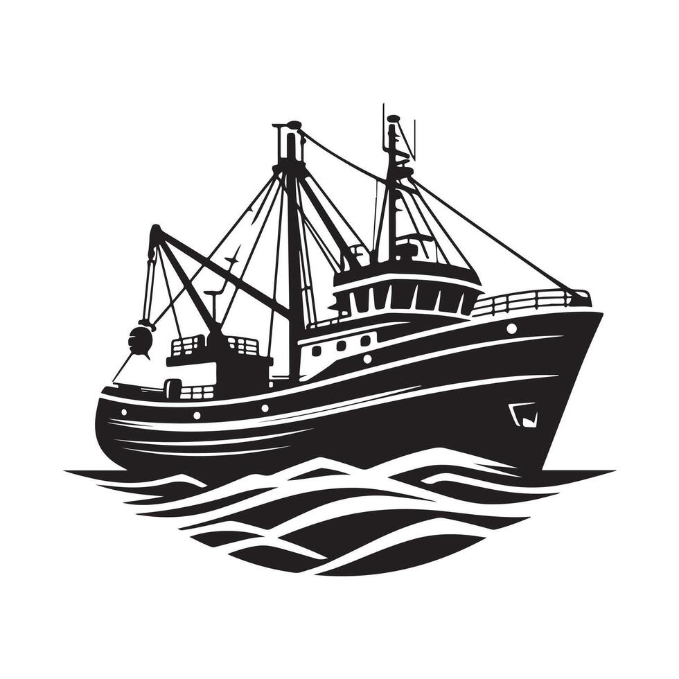 Artistic Fishing Trawler Silhouette Vectors Graphics Online