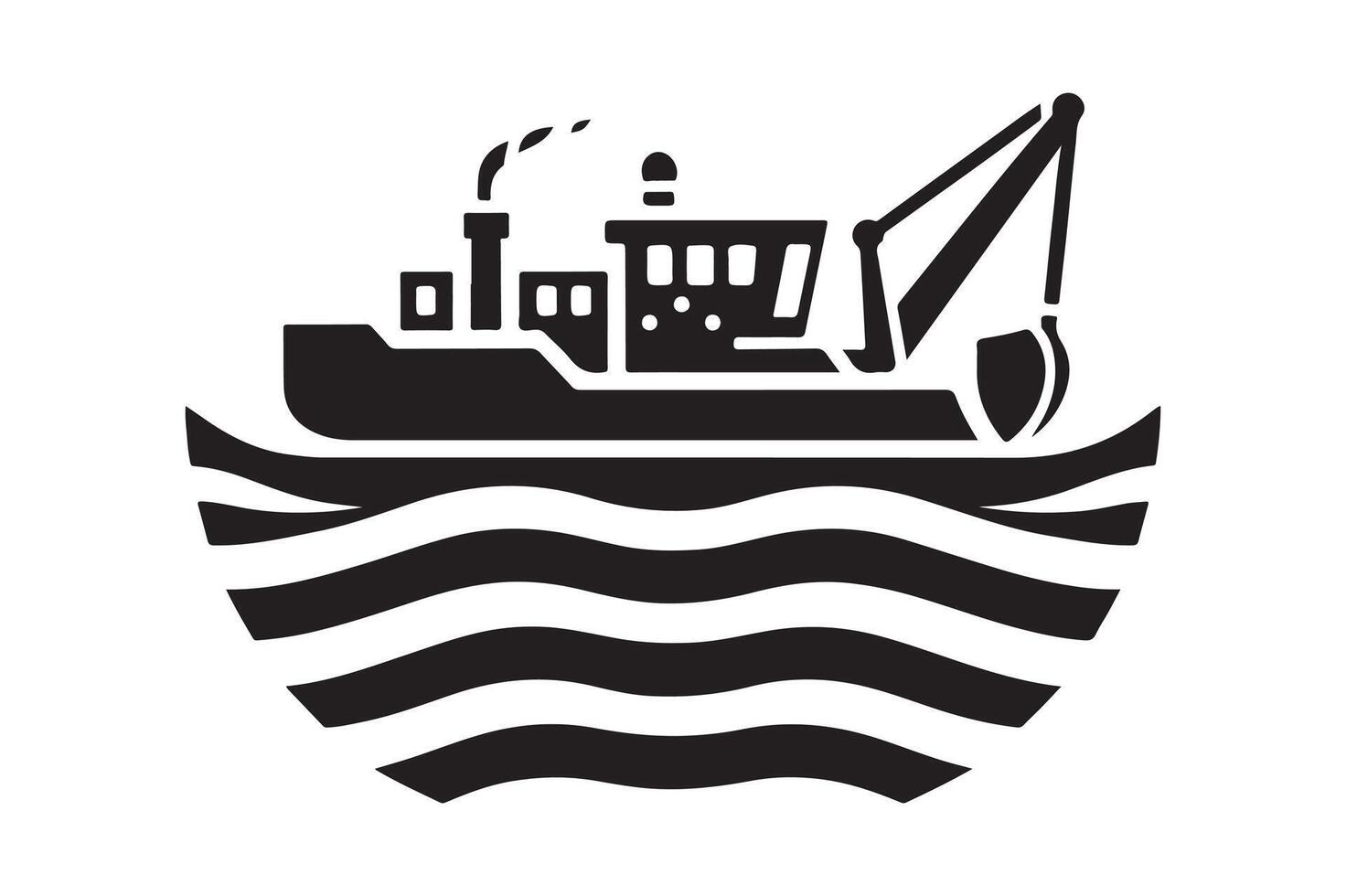 Dredger Silhouette Vectors Illustrations for Print and Web