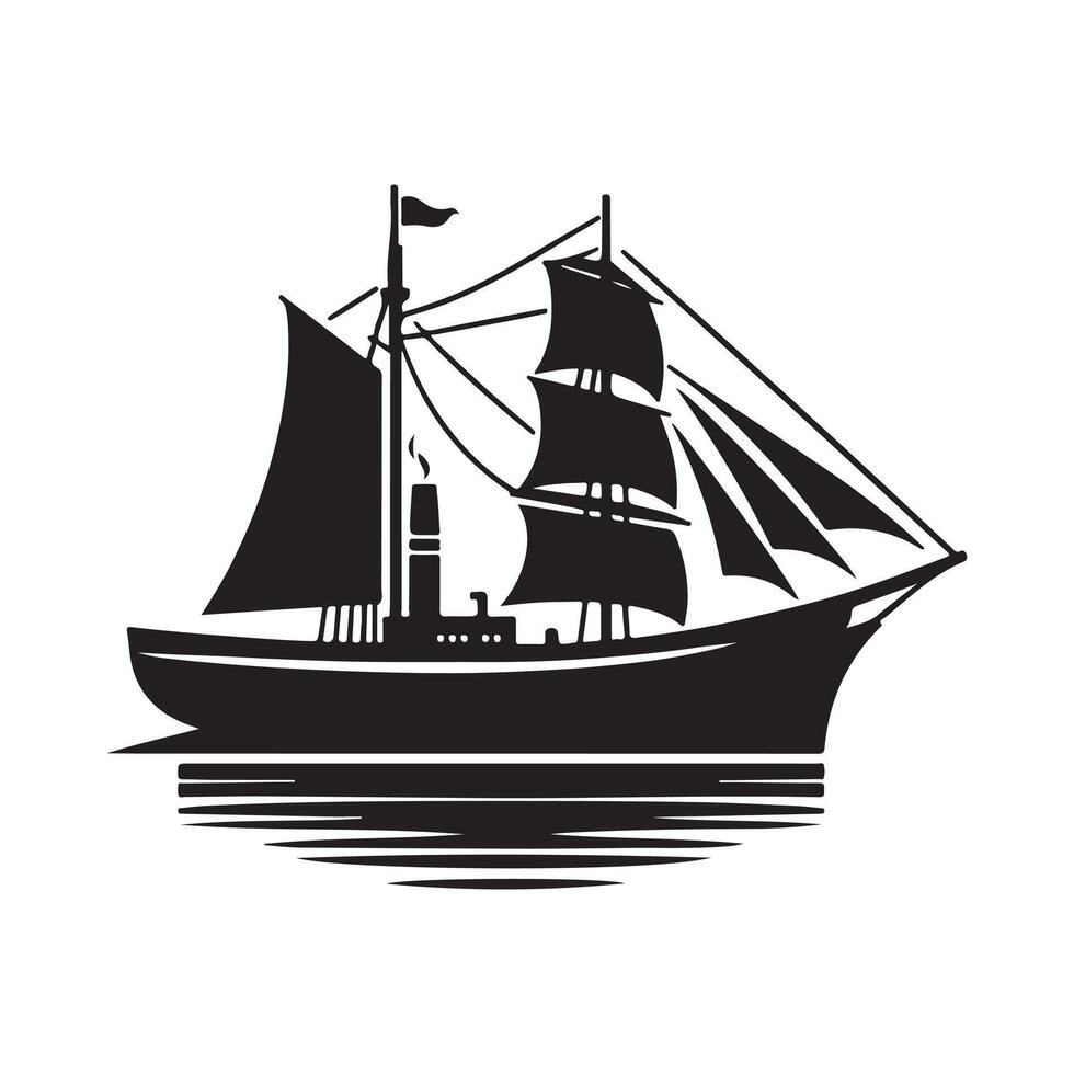 Create Stunning Designs with Whaling Ship Silhouette Vectors