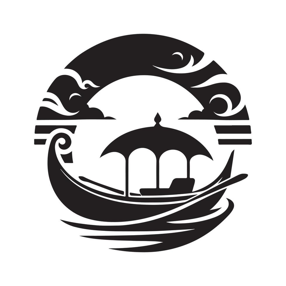 Sampan Silhouette Vectors for Boat and Watercraft Designs