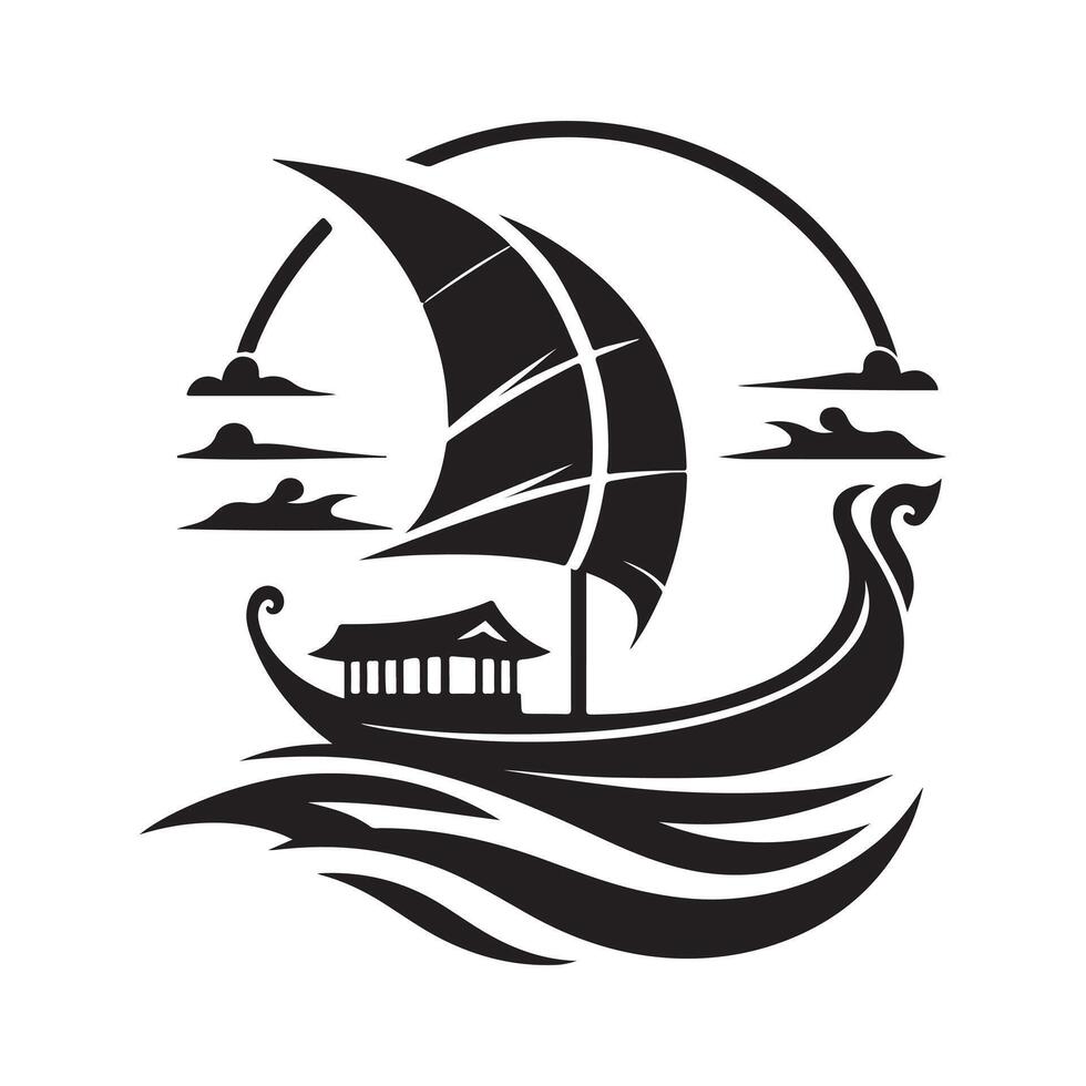 Sampan Silhouette Vectors for Travel and Adventure Themes