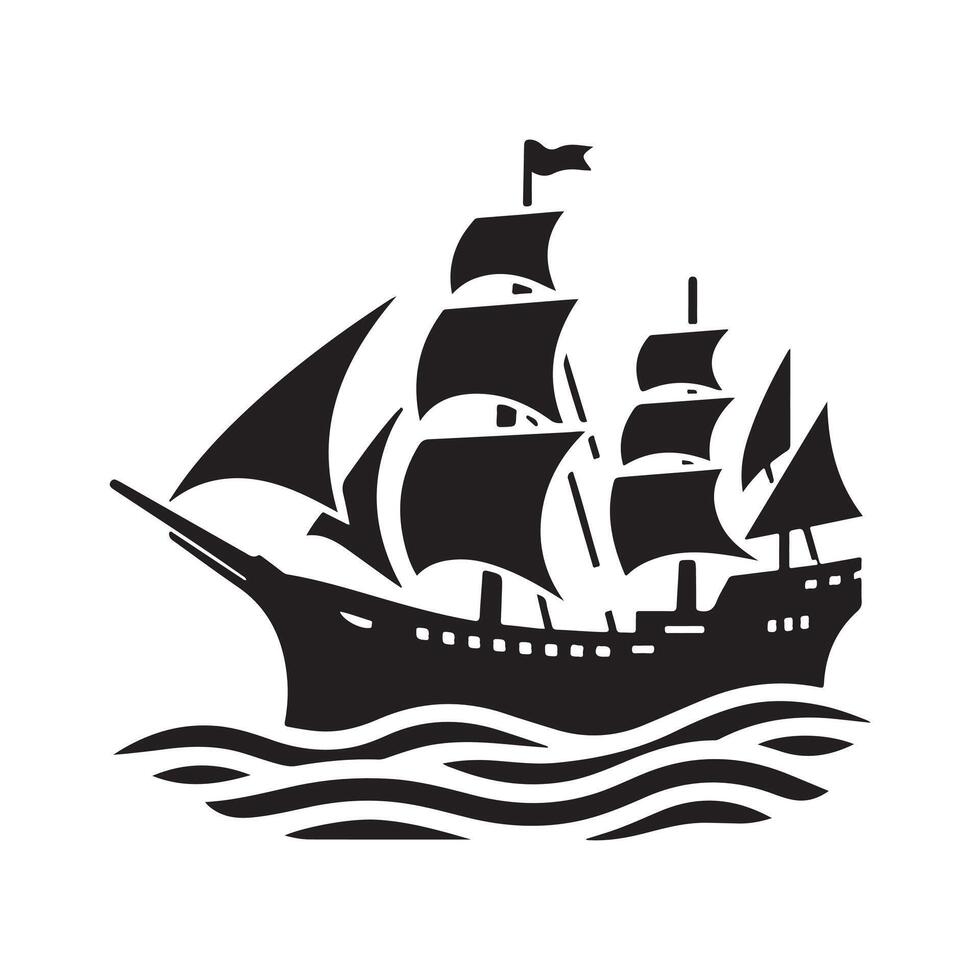 Whaling Ship Silhouette Vectors Graphics for T-Shirts and Posters