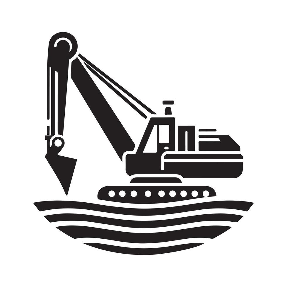 Minimalist Dredger Silhouette Vectors Illustration Set