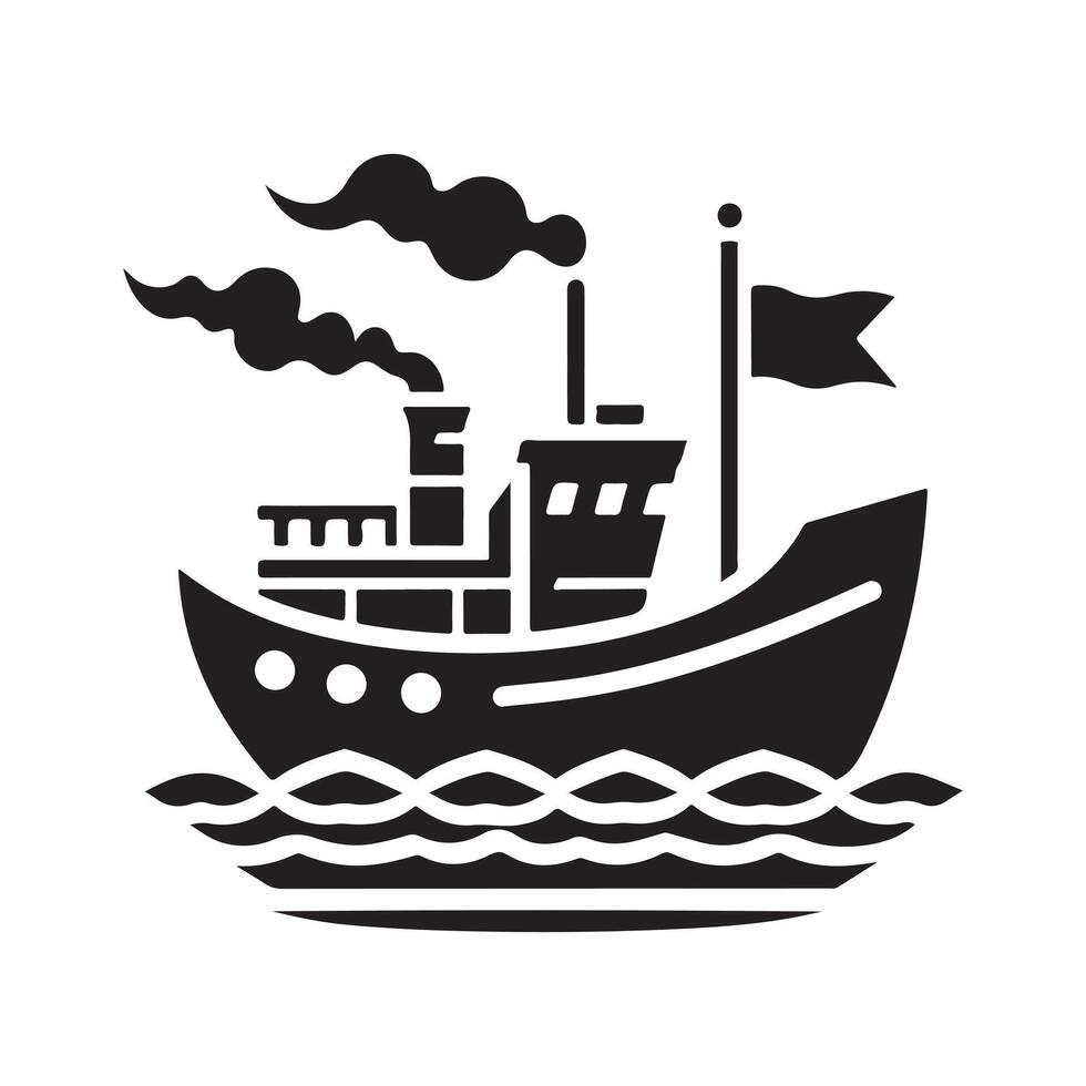 Fireboat Silhouette Vectors Art for Apparel and Merchandise