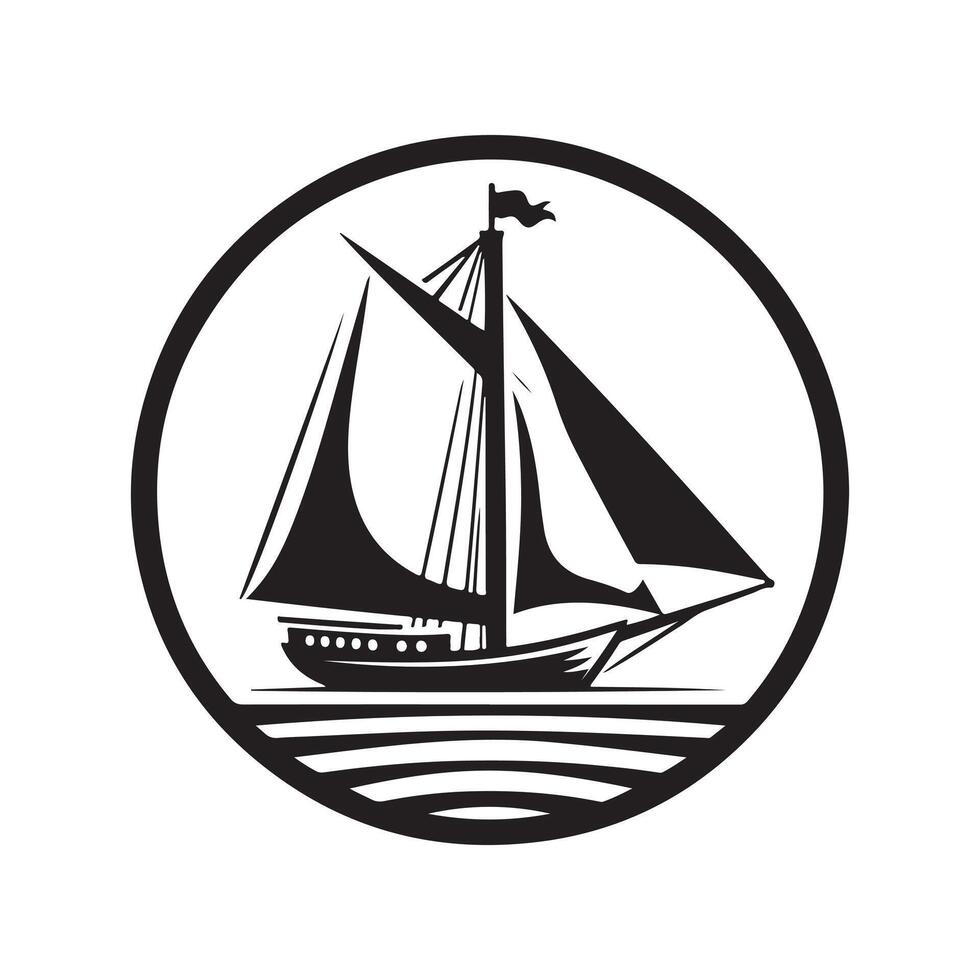 Ketch Silhouette Vectors Graphics for Ocean-Themed Prints