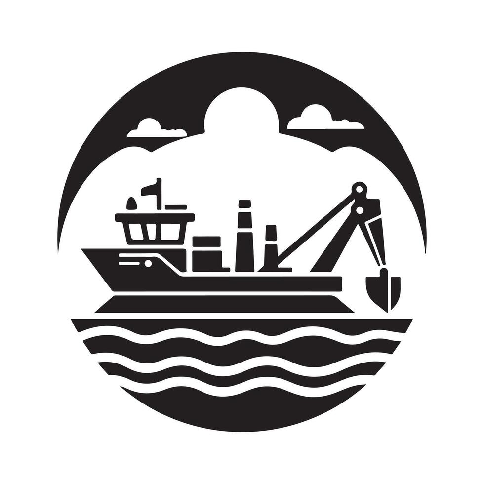 Clean Dredger Silhouette Vectors Art for Print Projects