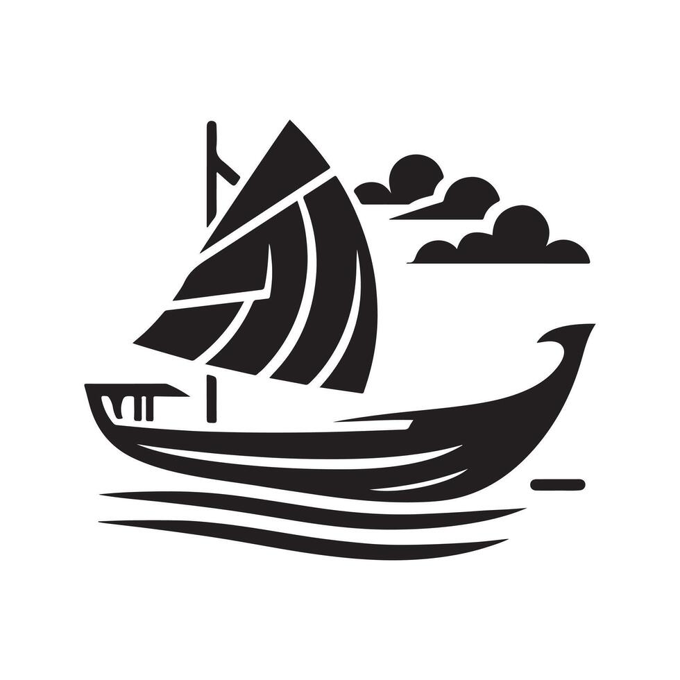 Sampan Silhouette Vectors for Asian Cultural Projects