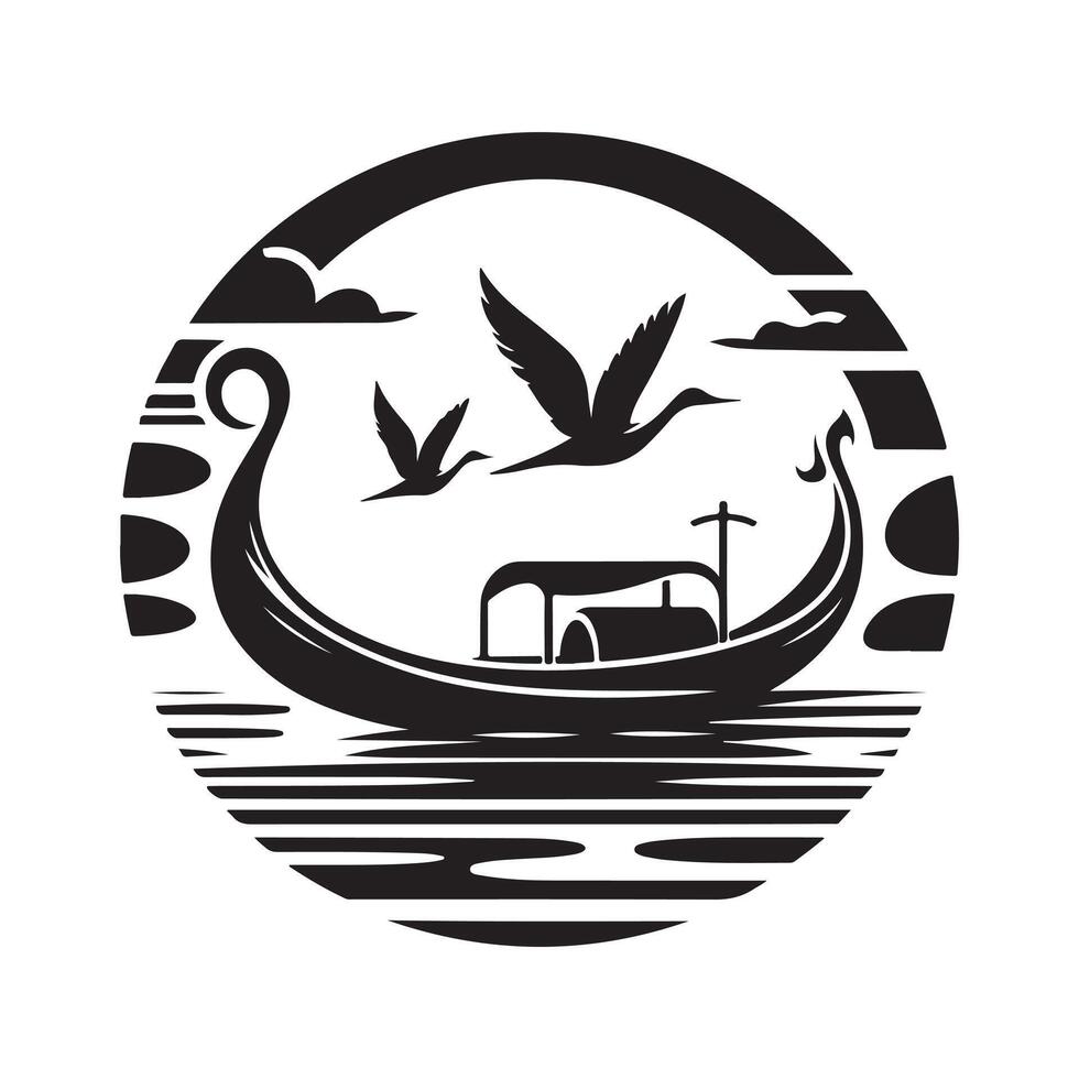 Sampan Silhouette Vectors for Tourism and Vacation Projects