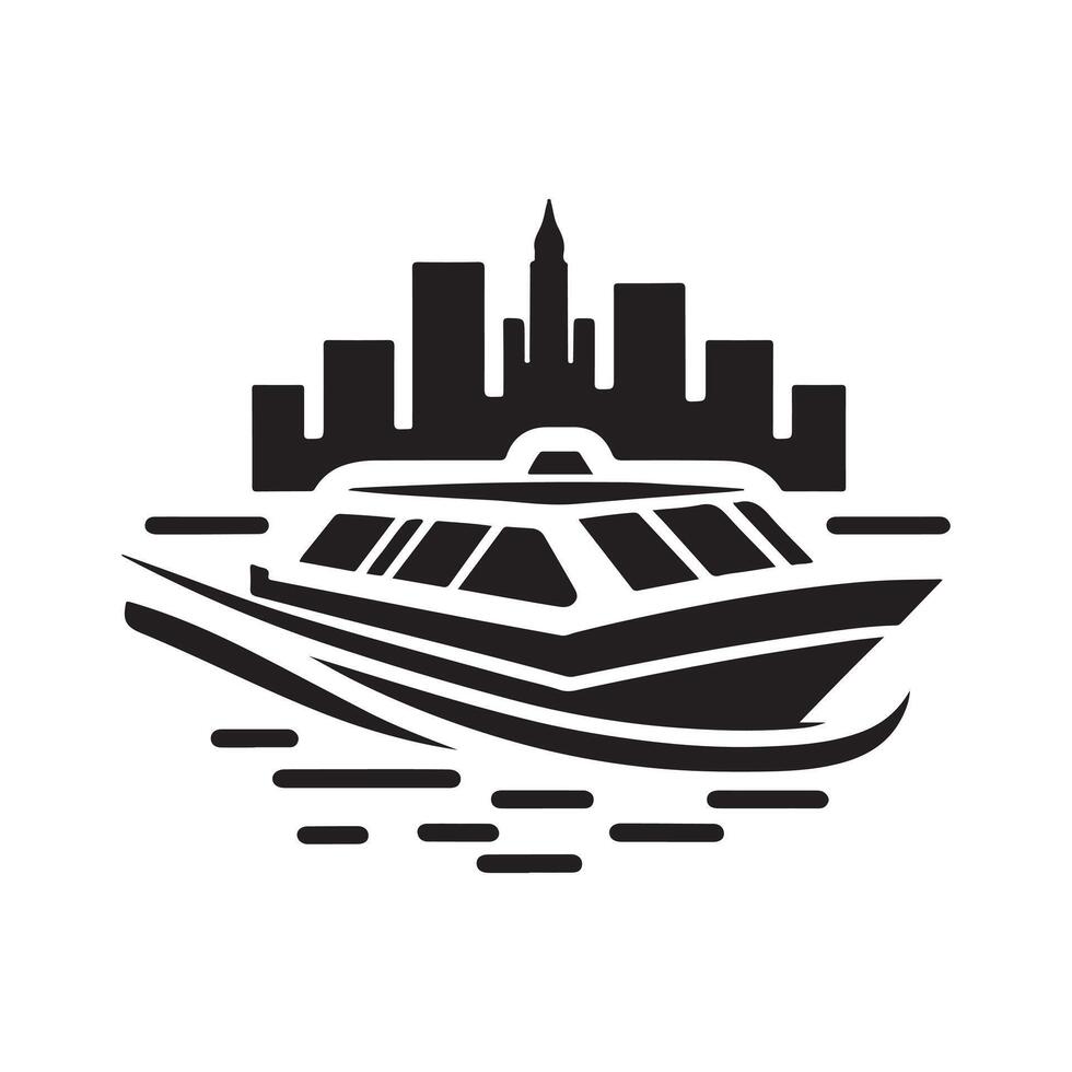 Water Taxi Silhouette Vectors Illustrations for Creative Work