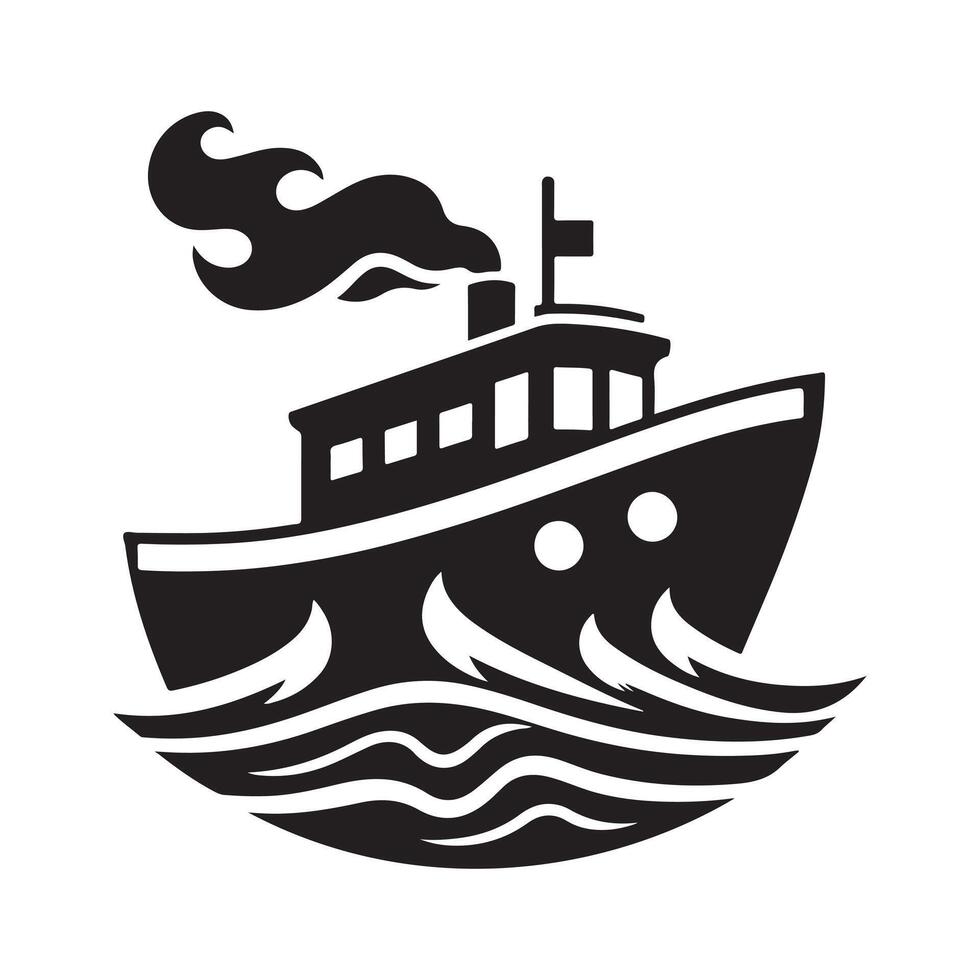 Fireboat Silhouette Vectors for Custom Logos and Icons