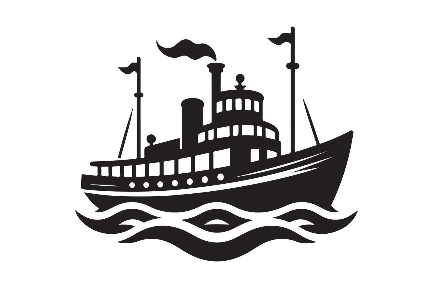 Fireboat Silhouette Vectors Designs for Premium Projects