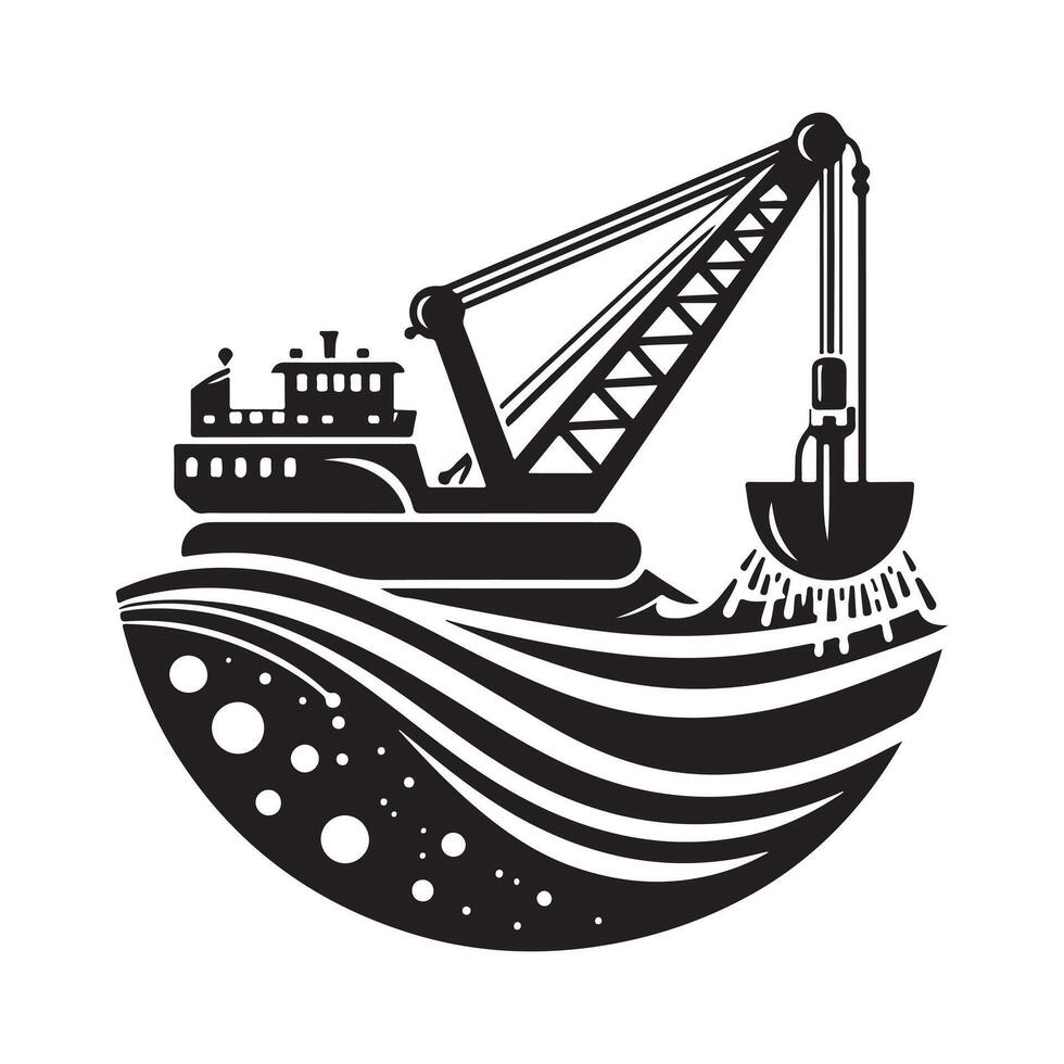 Customizable Dredger Silhouette Vectors Illustrations