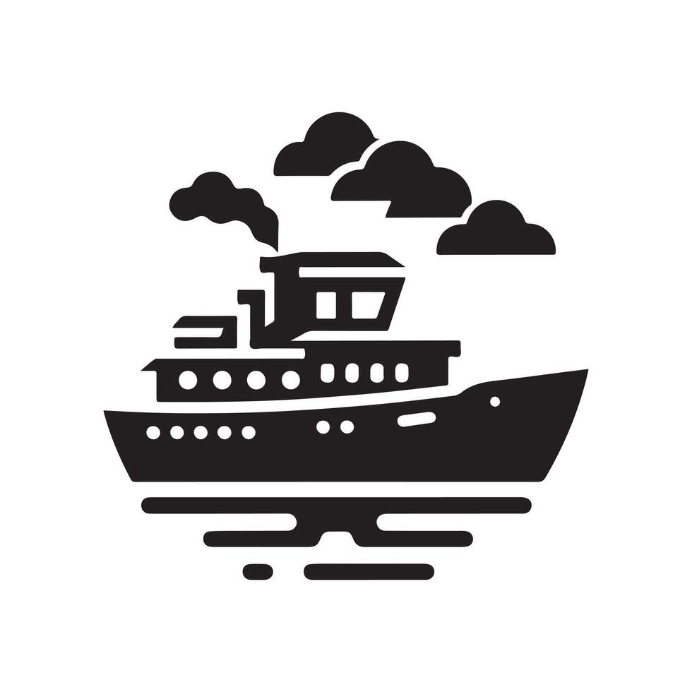 Towboat Silhouette Vectors for Watercraft-Themed Designs