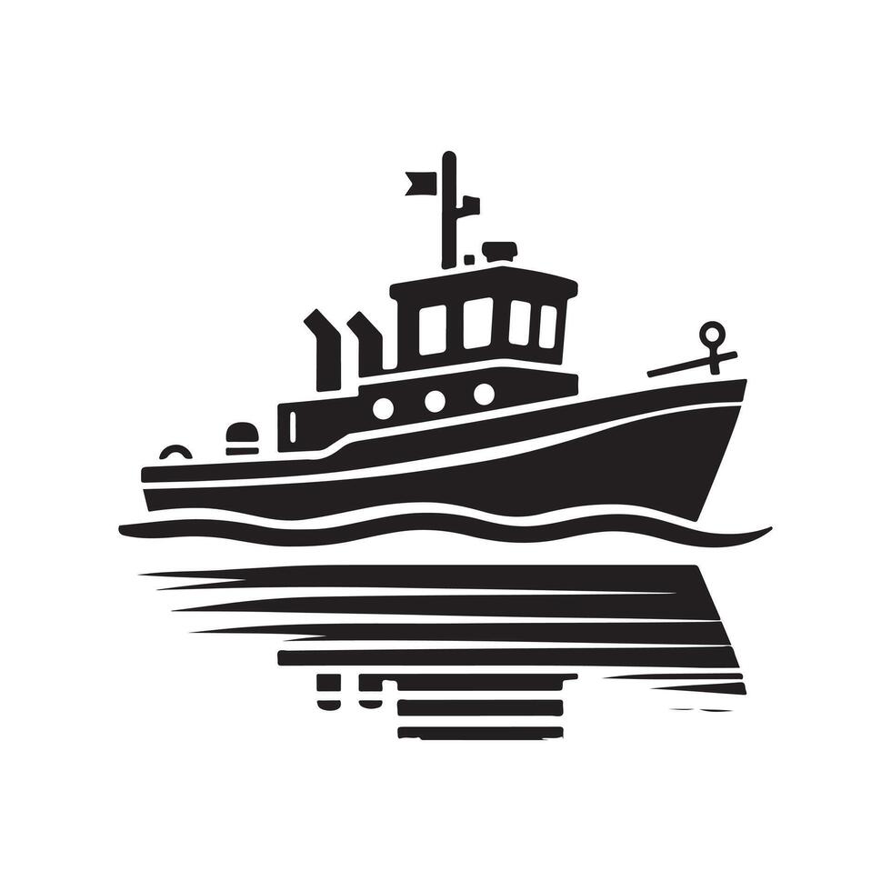 Towboat Silhouette Vectors for Shipping and Maritime Use