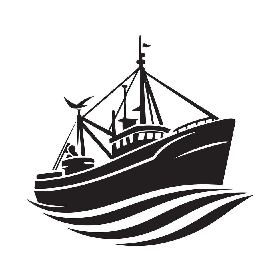 Professional Fishing Trawler Silhouette Vectors Art for Marketing