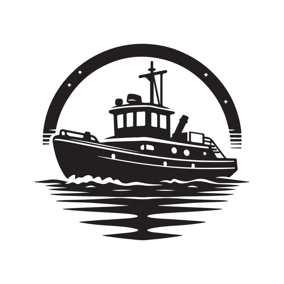 Towboat Silhouette Vectors Illustrations for Design Projects