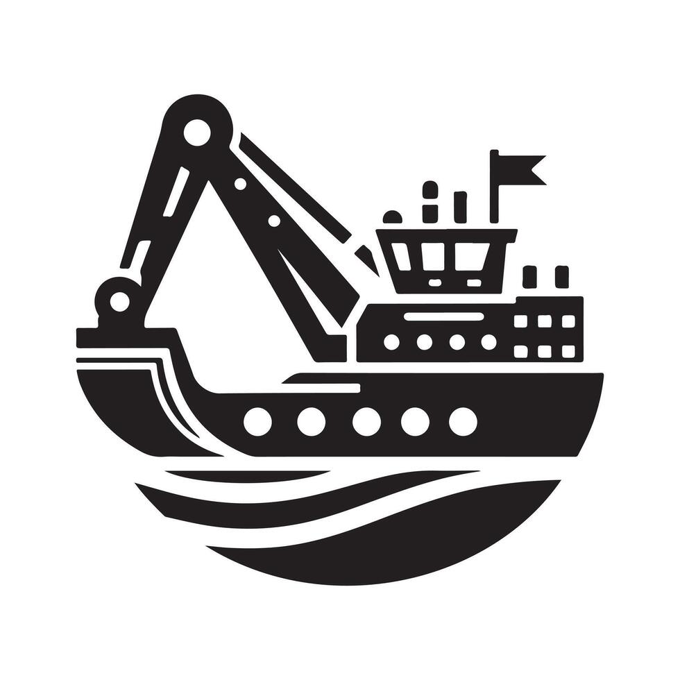Trendy Dredger Silhouette Vectors Art for Digital Designers