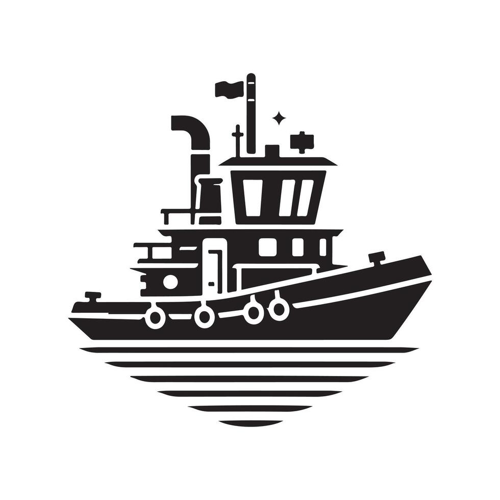 Towboat Silhouette Vectors Graphics for Logo and Icon Sets