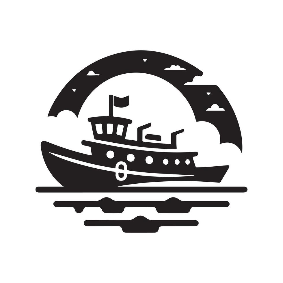 Towboat Silhouette Vectors for Graphic and Web Designers