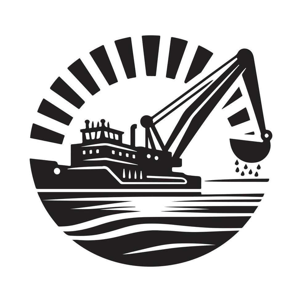 Bold Dredger Silhouette Vectors Illustrations for Branding