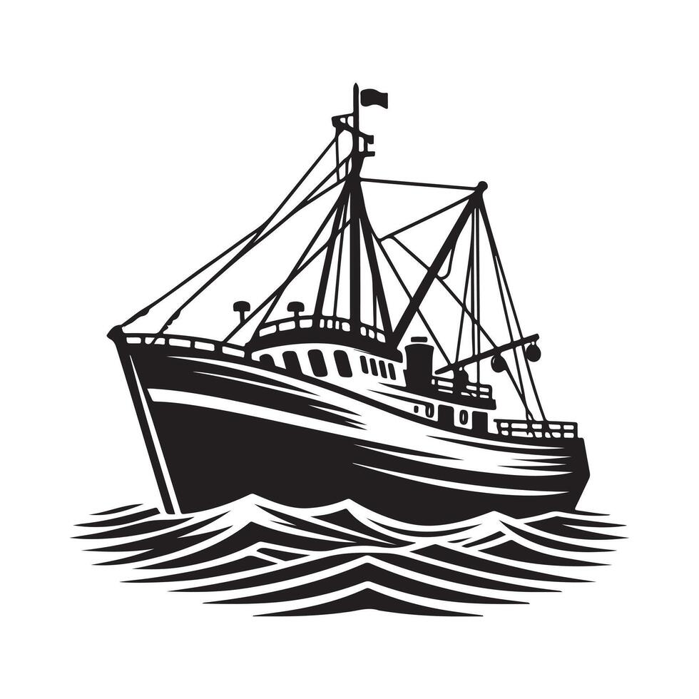 Elegant Fishing Trawler Silhouette Vectors Designs for Creatives