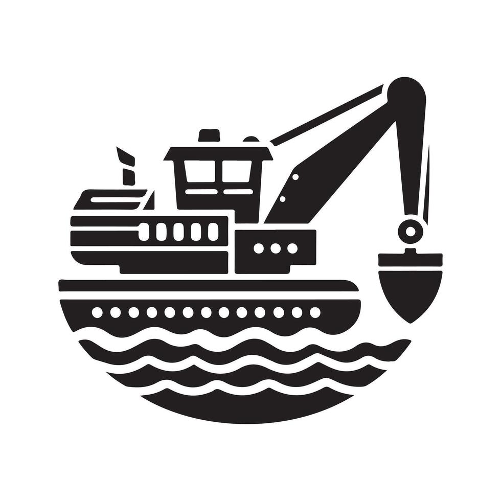 Editable Dredger Silhouette Vectors Graphics for DIY Projects