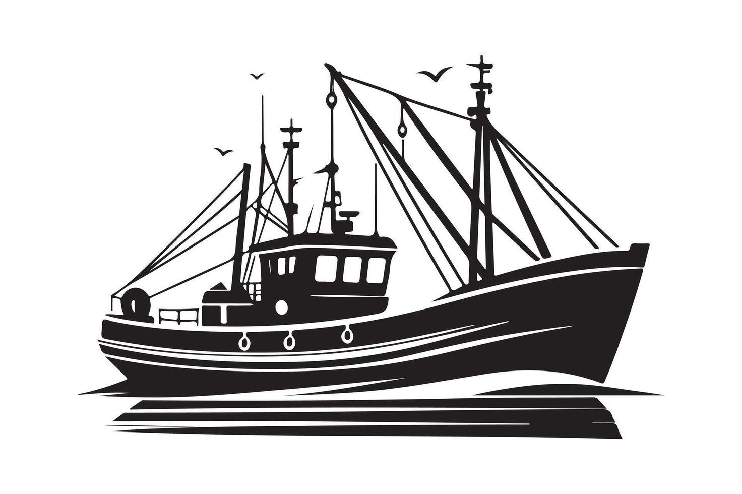 Explore Fishing Trawler Silhouette Vectors Illustrations