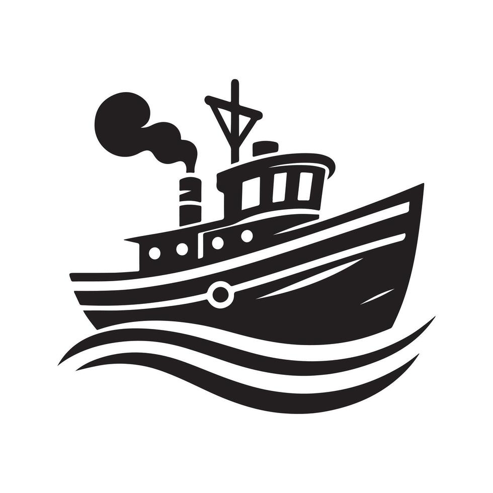 Simple and Modern Fireboat Silhouette Vectors Graphics