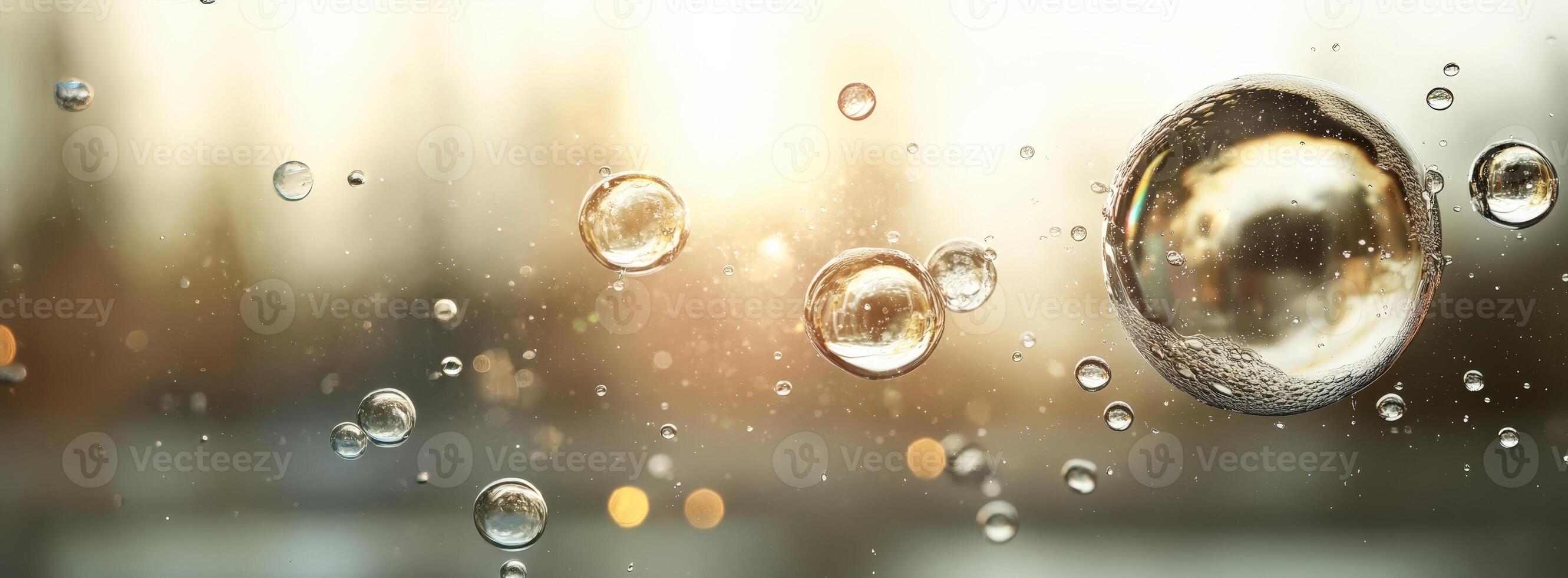colorful soap bubbles floating pastel gradient background, design children entertainment photo