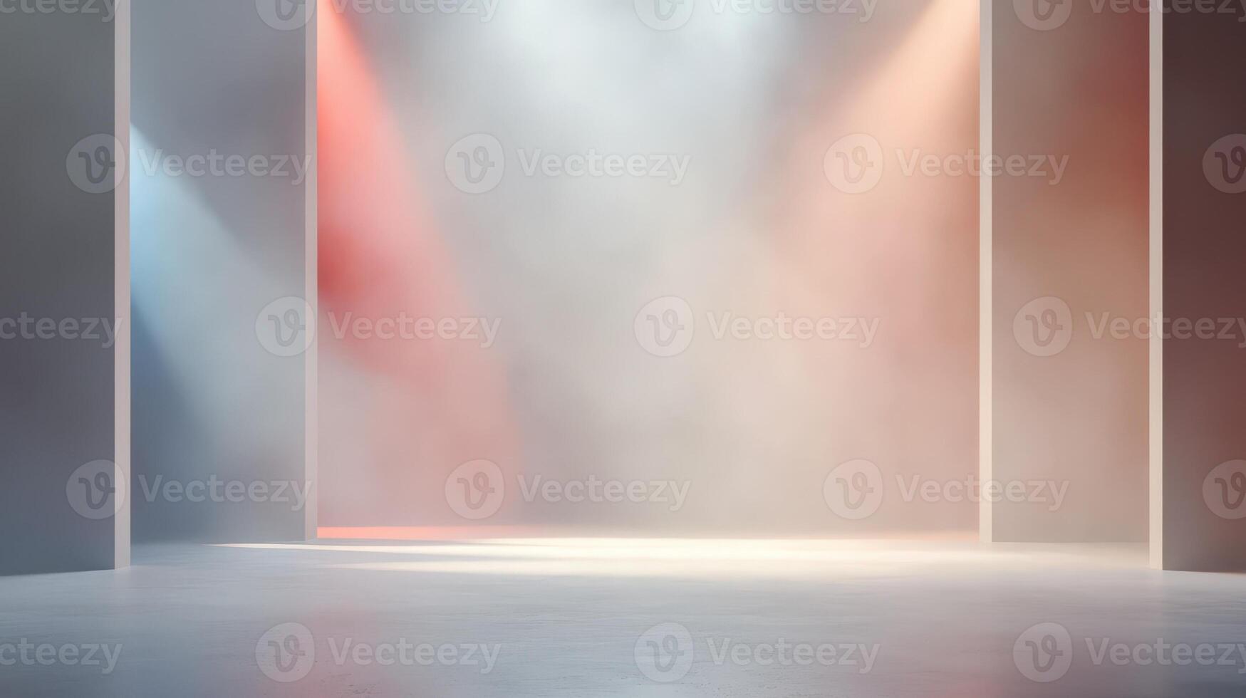 empty stage with red, white, blue smoke, spotlight effects, particle effects, vibrant and festive backdrop photo