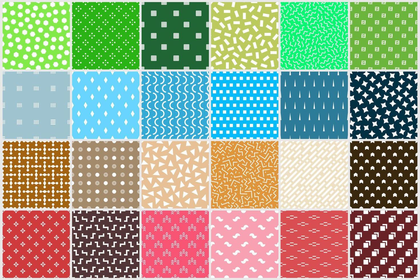 Collection of bright seamless colorful minimalistic patterns. Creative unusual textile vibrant prints. Repeatable fun trendy backgrounds. Fashion style 80-90s vector