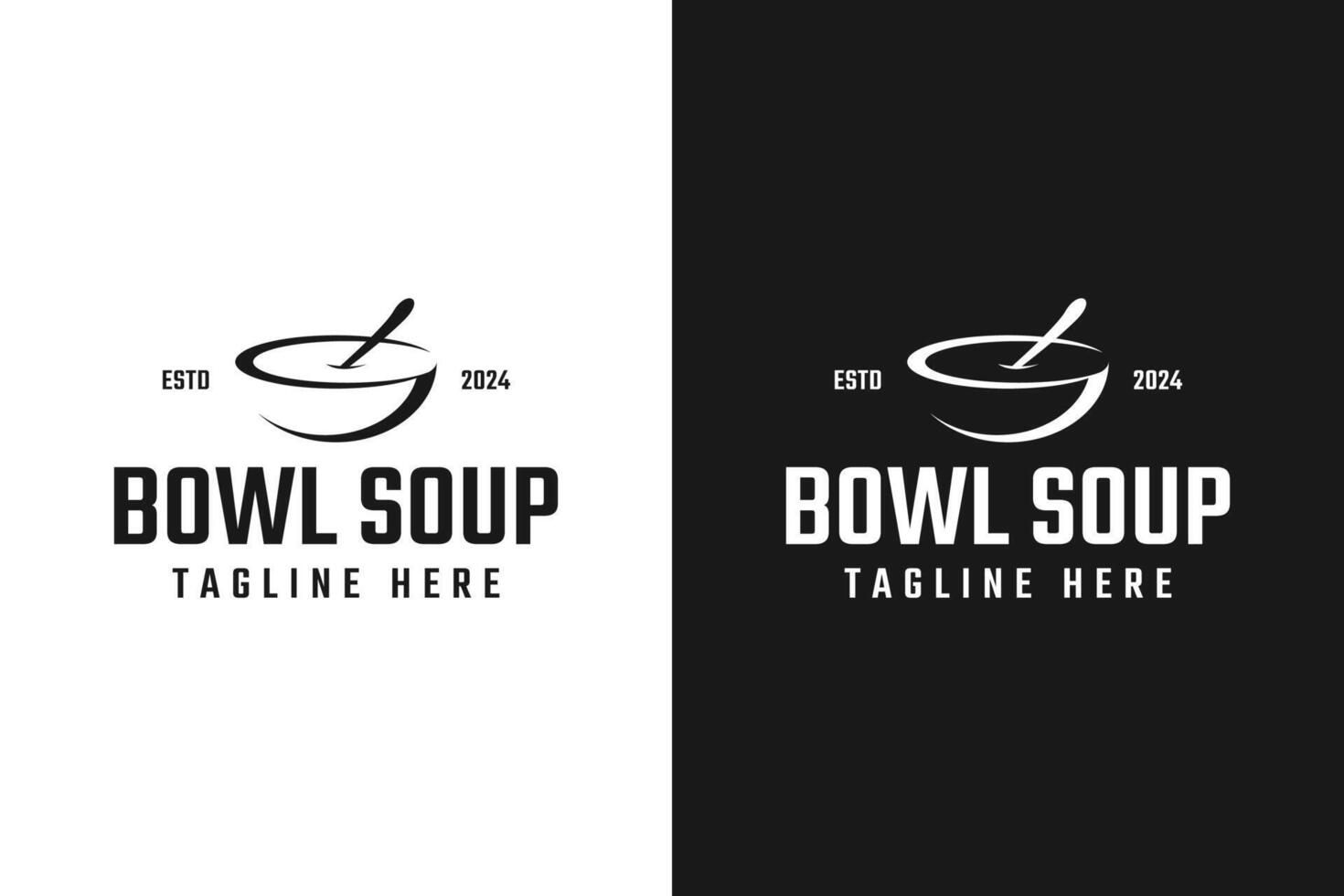 Bowl soup and spoon logo design symbol vector