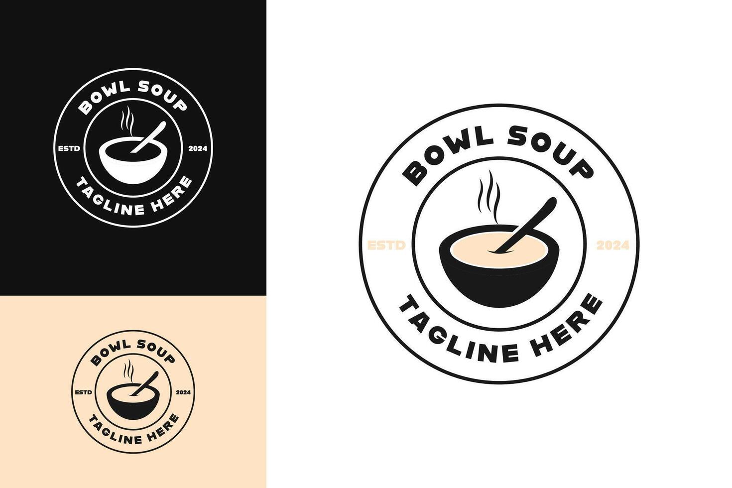 Bowl soup and spoon logo design template vector